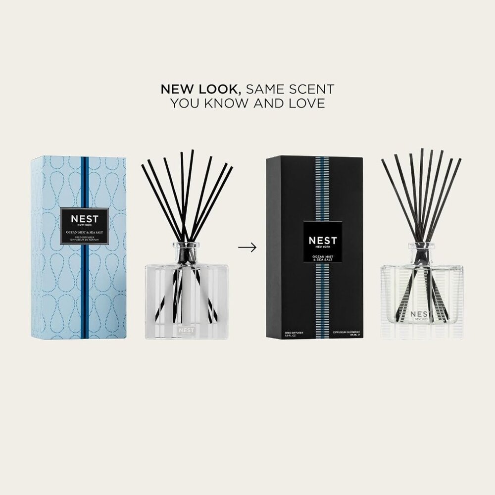 NIB Nest New York Rattan Glass Ocean Mist & Sea Salt Air Freshener Reed Diffuser